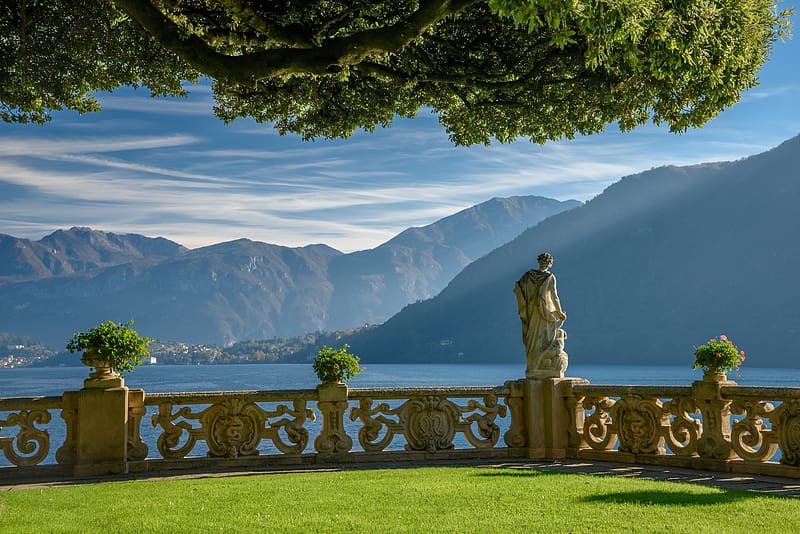 Italy, Statue, , Lake Como, Villa Balbianello, HD wallpaper