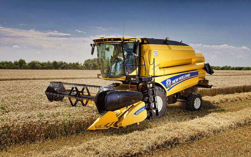 New Holland TC4-90 combine harvester, 2020 combines, wheat harvest, harvesting concepts, New Holland, HD wallpaper