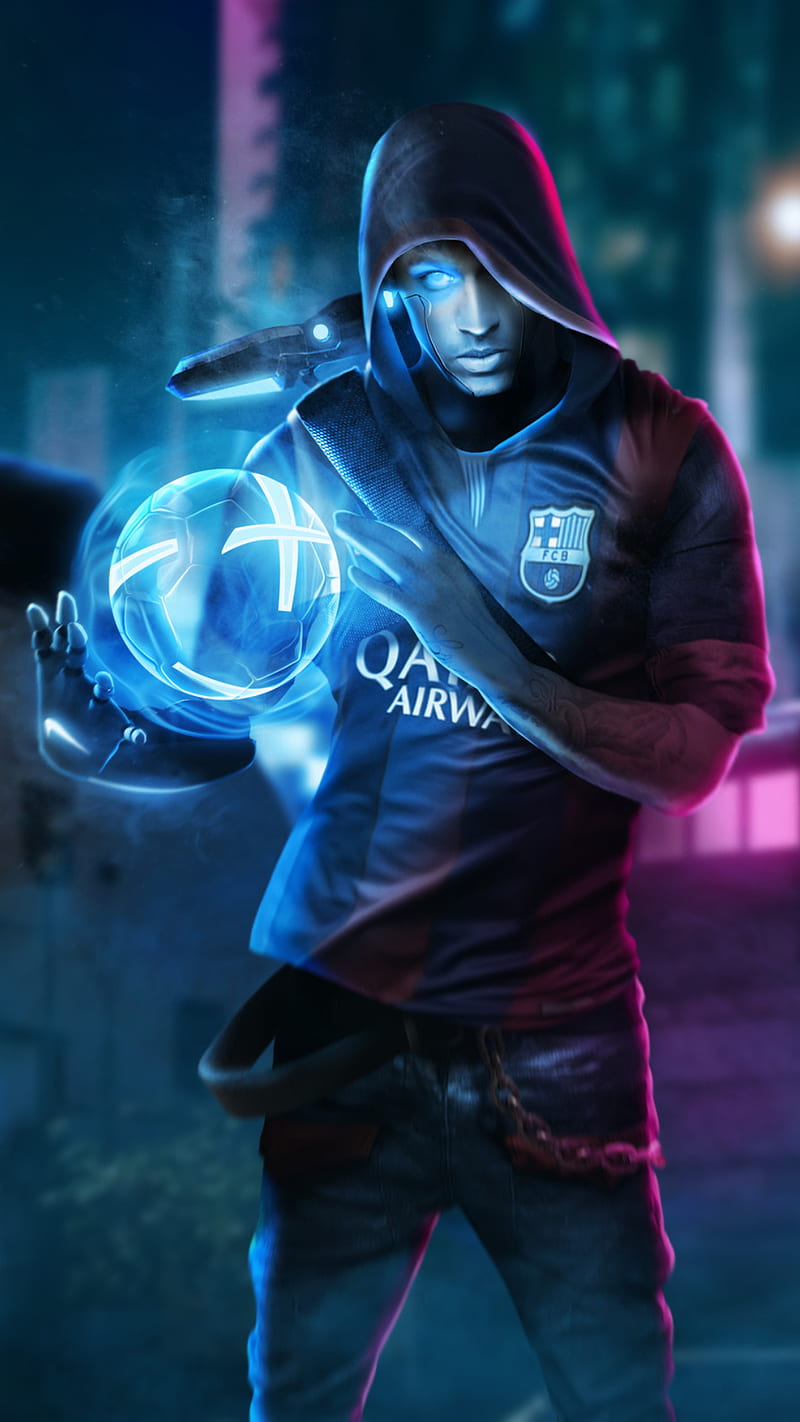 Neymar, ball, barcelona, brazil, fantasy, football, player, HD phone wallpaper