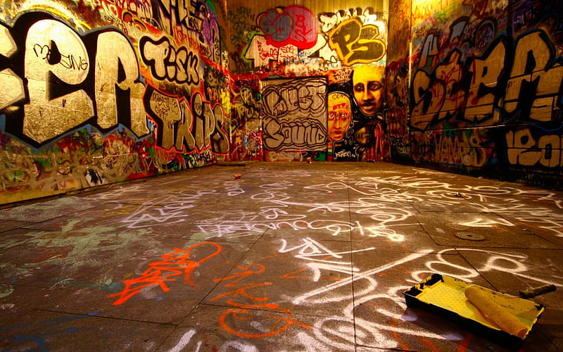 Graffiti Room, room, graffiti, bonito, abstract, HD wallpaper
