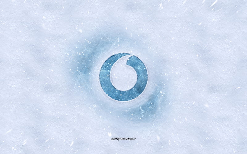 Vodafone logo, winter concepts, snow texture, snow background, Vodafone emblem, winter art, Vodafone, HD wallpaper