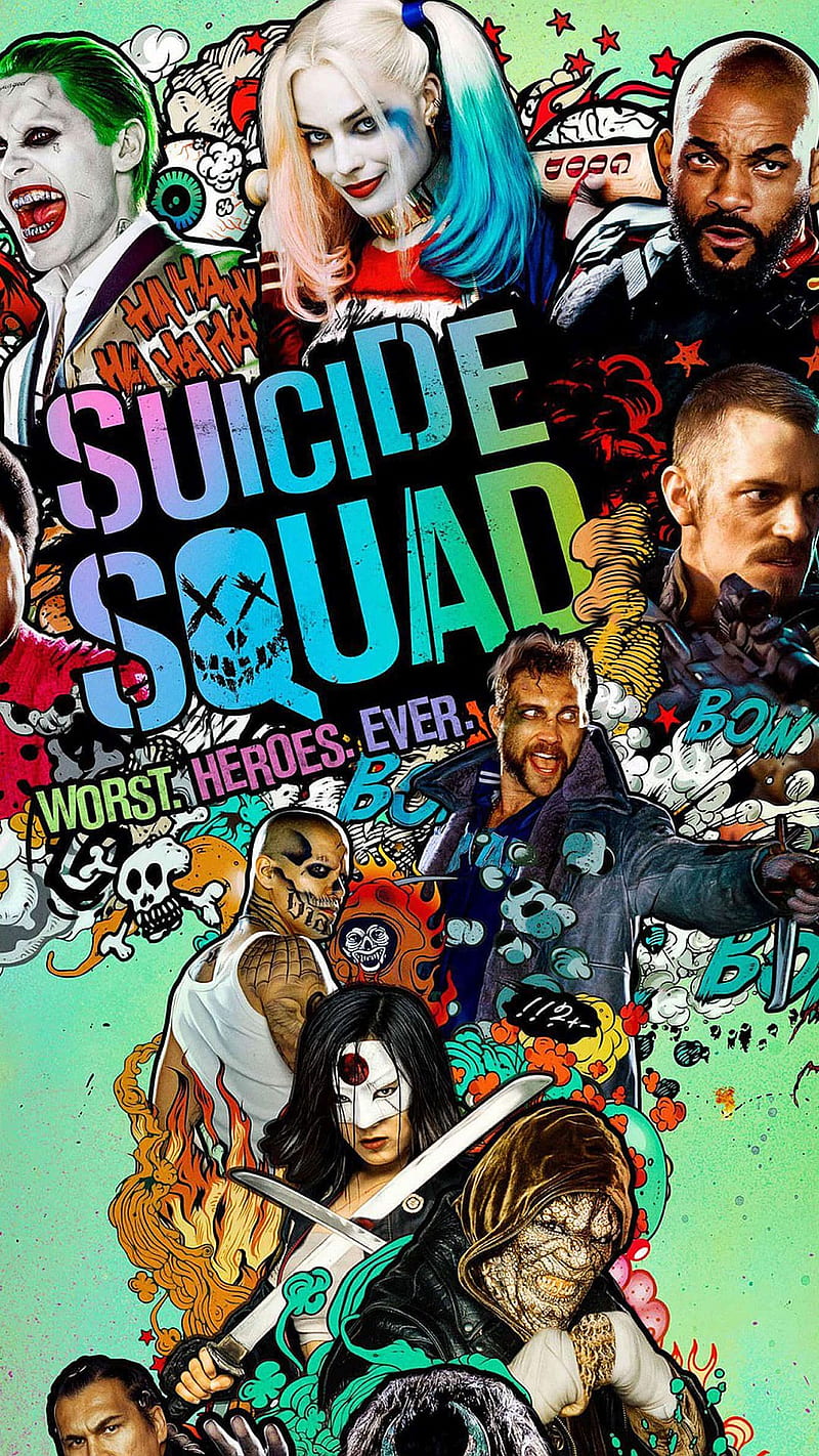 Suicide Squad 2016, 2016, movie, poster, suicide squad, HD phone wallpaper