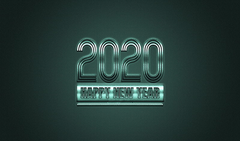 Happy New Year!, christmas, craciun, 2020, black, neon, new year, blue, HD wallpaper