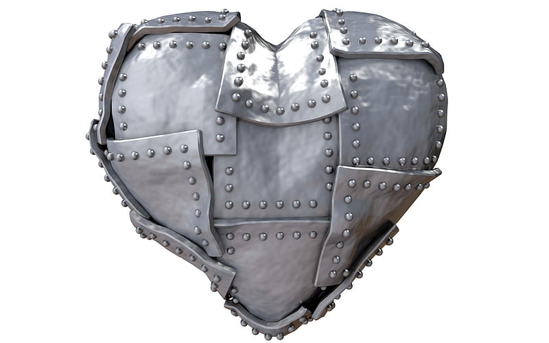 Iron heart, valentine, metallic, love, heart, gris, day, iron, funny, white, HD wallpaper