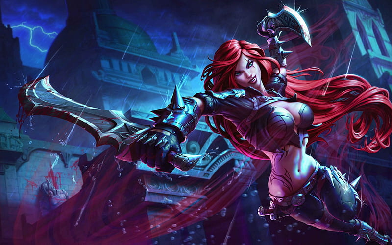 Katarina Fantasy Girl Redhead Game Woman League Of Legends Blue Hd Wallpaper Peakpx 3082