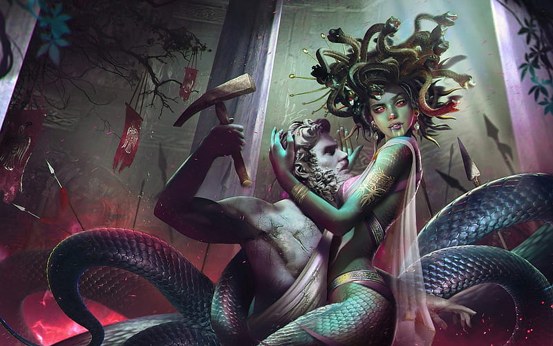 Fantasy, Medusa, HD wallpaper