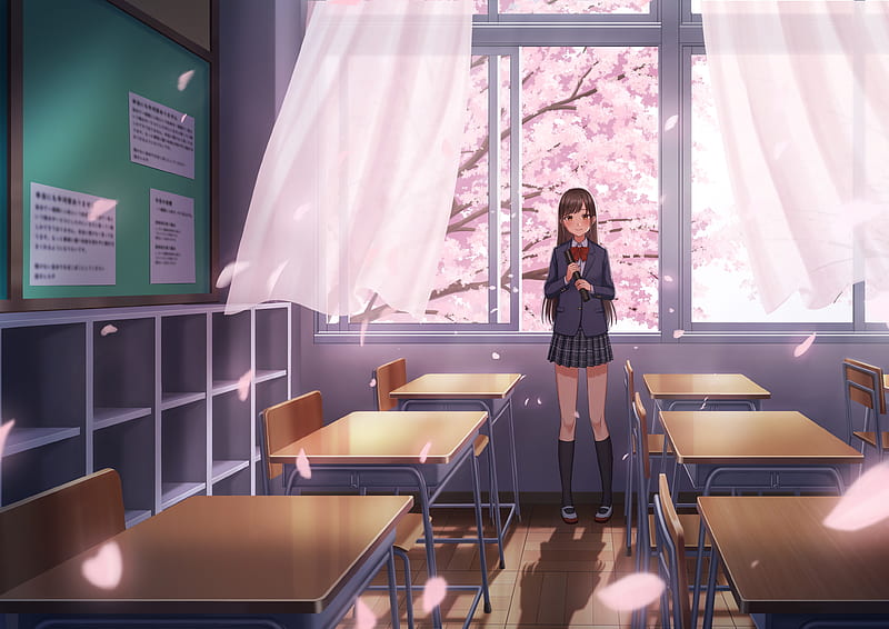 Anime Girl Classroom Hd Wallpaper Peakpx