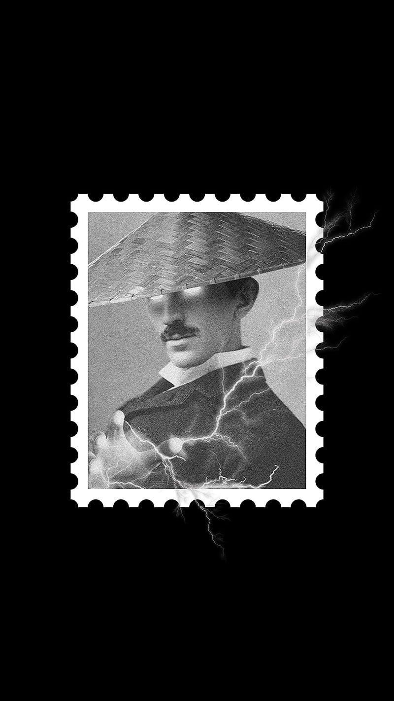 postcard stamp 5, aesthetic, electricity, nikola tesla, postcard stamp, tesla, vintage, HD phone wallpaper