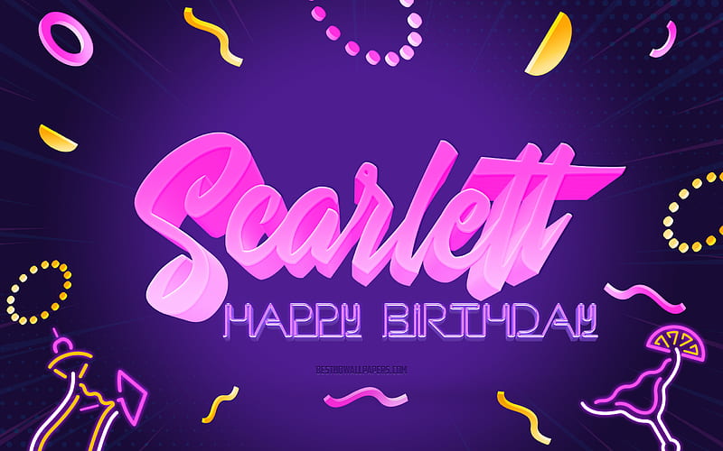 Happy Birtay Scarlett Purple Party Background, Scarlett, creative art, Happy Scarlett birtay, Scarlett name, Scarlett Birtay, Birtay Party Background, HD wallpaper