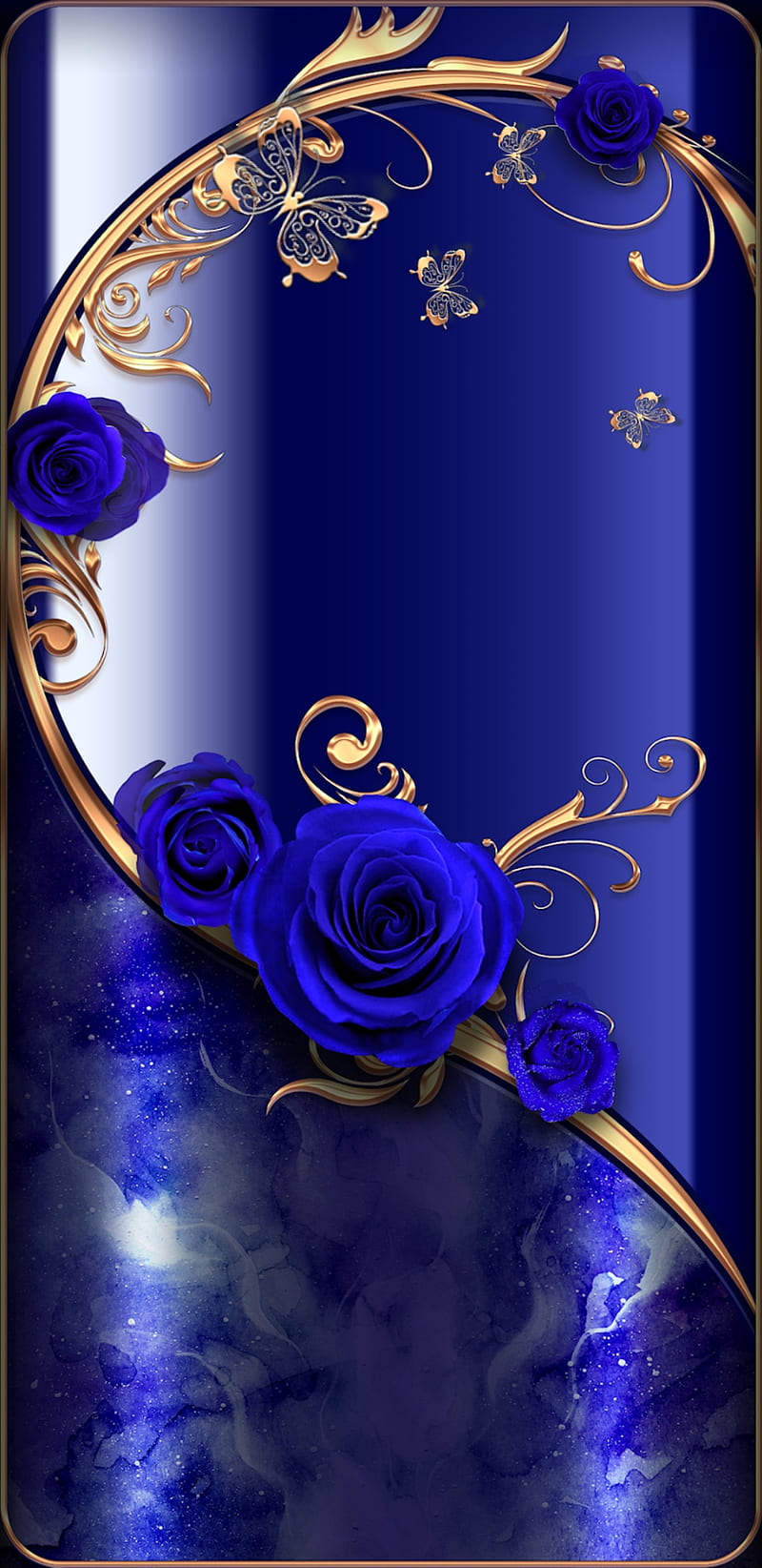 Butterfly Royals, bonito, blue, butterflies, gold, golden, marble, pretty, rose, roses, HD phone wallpaper
