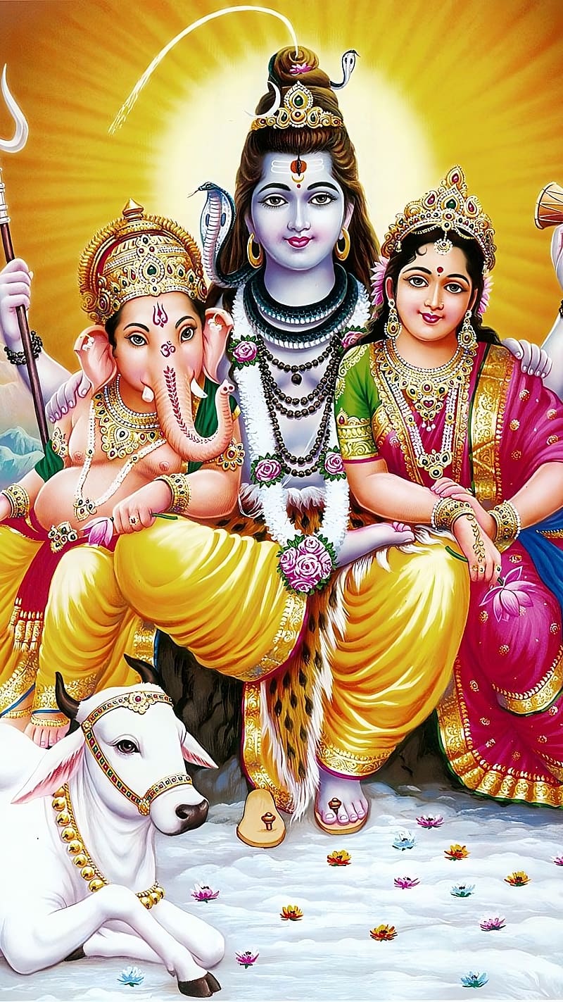 Shiv Parvati Ganesh, lord shiv, lord, shiv, god, HD phone ...