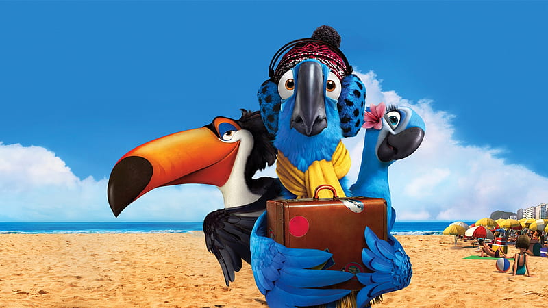 Rio 2 14 Poster Movie Pasare Parrot Macaw Rio 2 Beach Summer Blue Hd Wallpaper Peakpx
