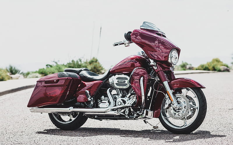 Harley-Davidson, CVO Street Glide, 2016, red motorcycle, luxury motorcycles, red Harley, HD wallpaper
