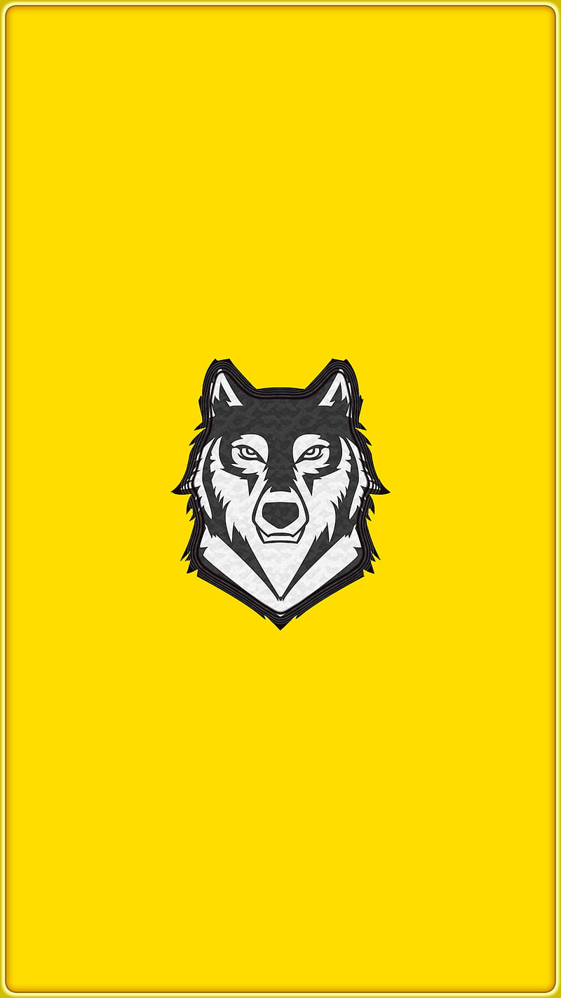 wolf minimalist, animal, color, cool, lupo, minimal, white, yellow, HD phone wallpaper