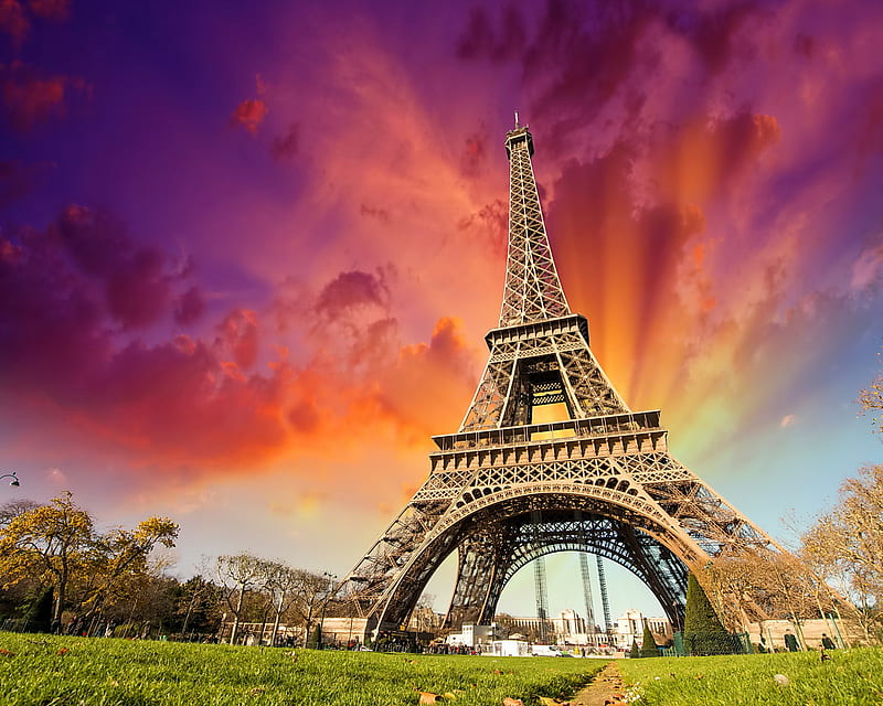 Eiffel Tower, paris, sunset, HD wallpaper
