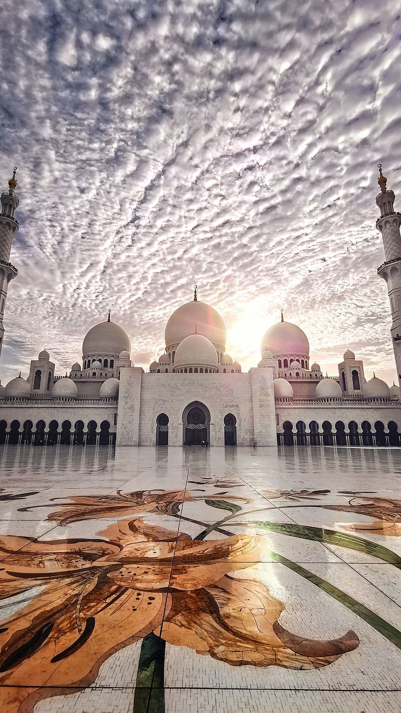 Muslim Ke, Mosque, Clouds Background, islamic, HD phone wallpaper