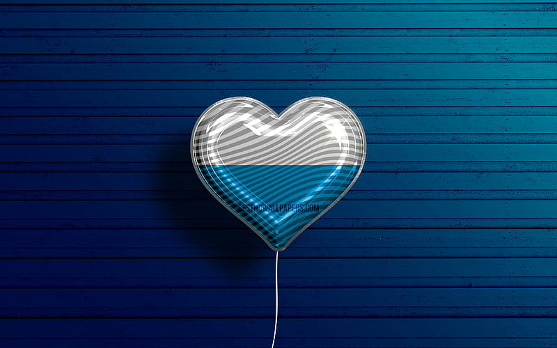 I Love Bavaria realistic balloons, blue wooden background, States of Germany, Bavaria flag heart, flag of Bavaria, balloon with flag, German states, Love Bavaria, Germany, HD wallpaper