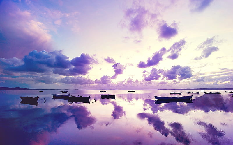 purple sunset in ocean-Best Scenery, HD wallpaper