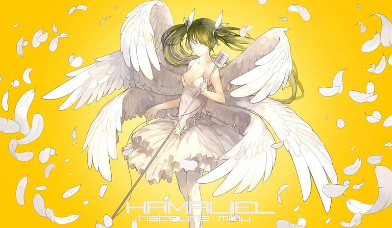 Hamaliel Hatsune Miku, vocaloid, microphone, wings, hatsune miku, anime ...