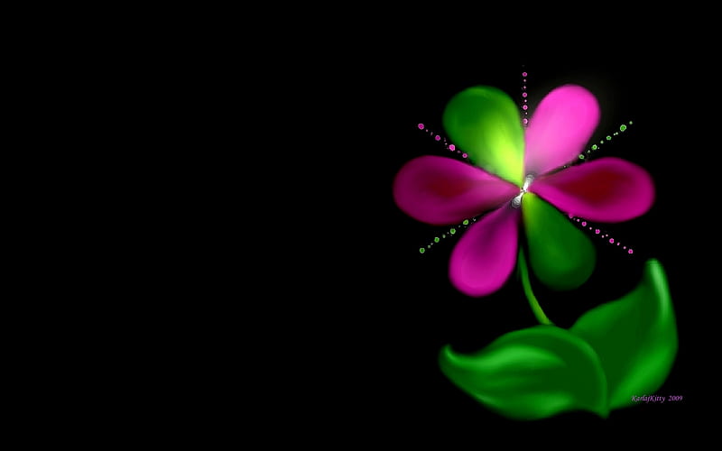 Daisy Pink And Green Cg Colors Black Fantasy 3d Green Fractal