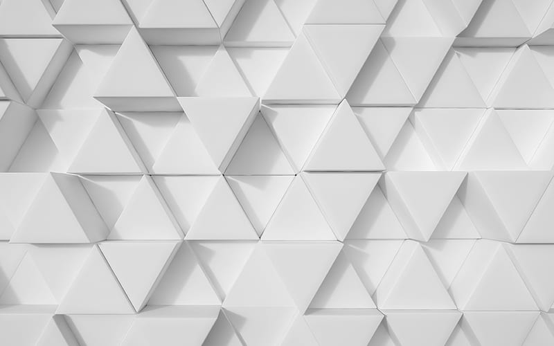 3d triangle background, pyramid texture, 3d background, white 3d pyramids, creative 3d texture, art, HD wallpaper