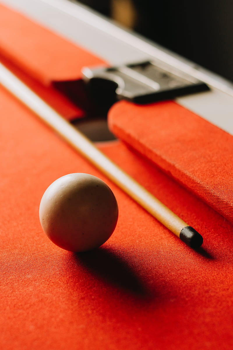 billiards, ball, cue, table, hole, red, shadow, HD phone wallpaper