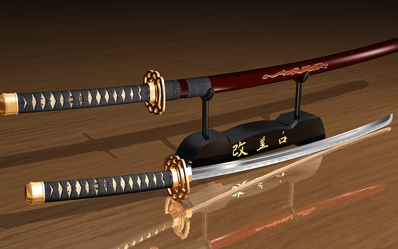 twin swords, stand, blade, sword, sheath, HD wallpaper