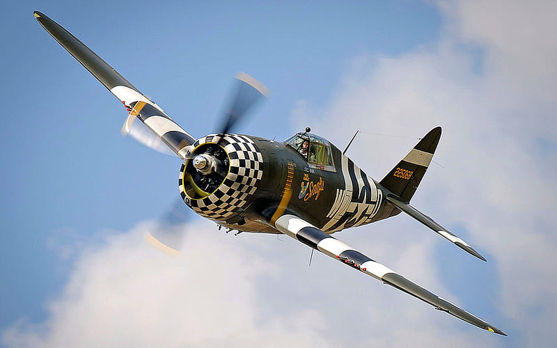 WWII plane , P47 Thunderbolt, Propeller, Military, Sky, Plane, HD wallpaper