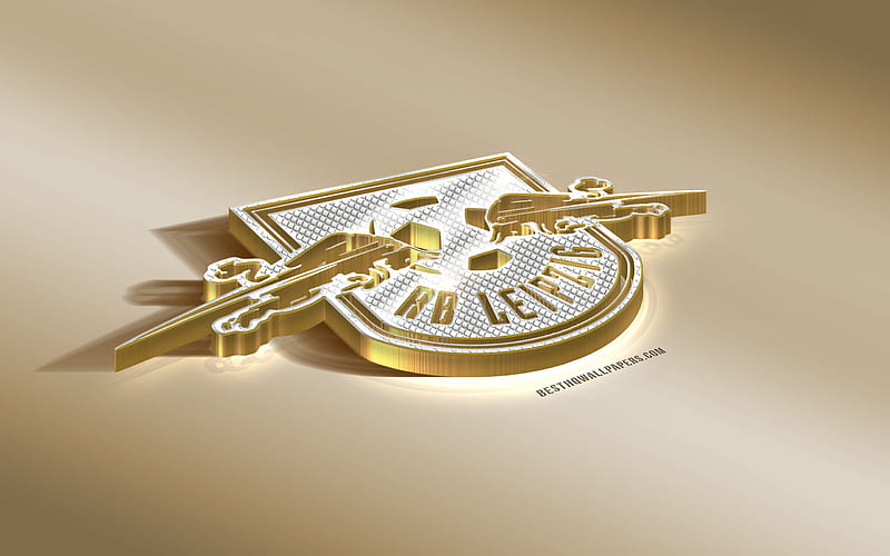 RB Leipzig, German football club, golden silver logo, Leipzig, Germany, Bundesliga, 3d golden emblem, creative 3d art, football, HD wallpaper