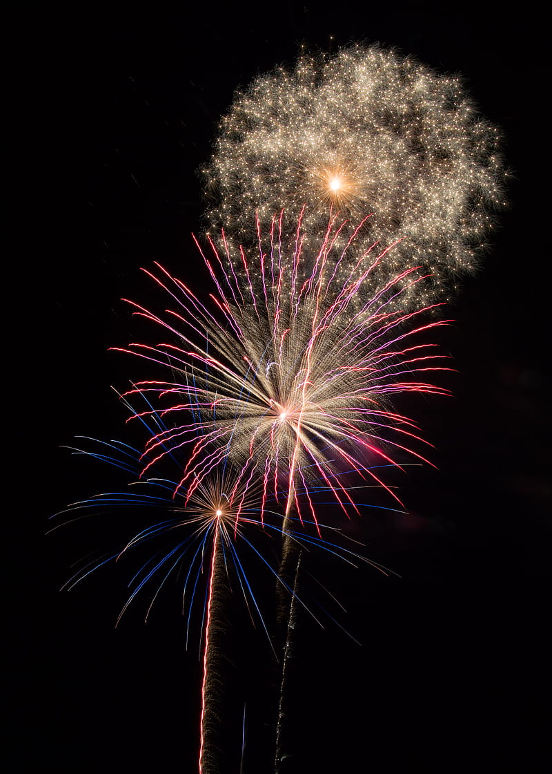 fireworks, salute, sparks, flash, HD phone wallpaper