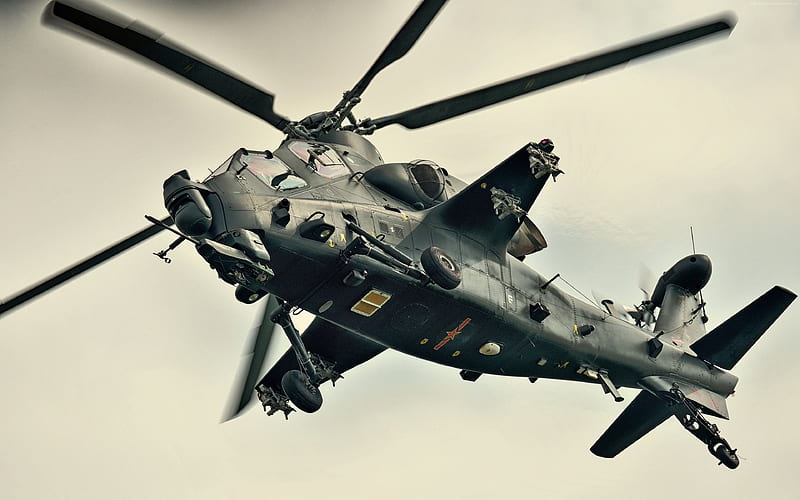 attack helicopter, caic wz-10, flight, combat aircraft, HD wallpaper