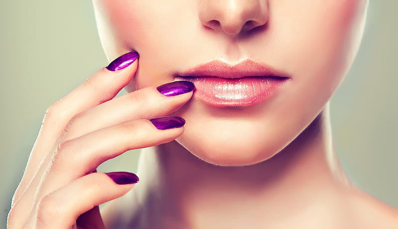 ლ, Girl, Lipstick, Fingers, Manicure, HD wallpaper