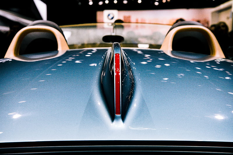closeup graphy of blue vehicle hood, HD wallpaper closeup graphy of blue vehicle hood, HD wallpaper
