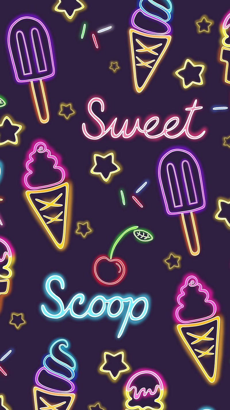 Ice Cream Doodle , ice cream doodle, ice cream, cold, background, art, HD phone wallpaper