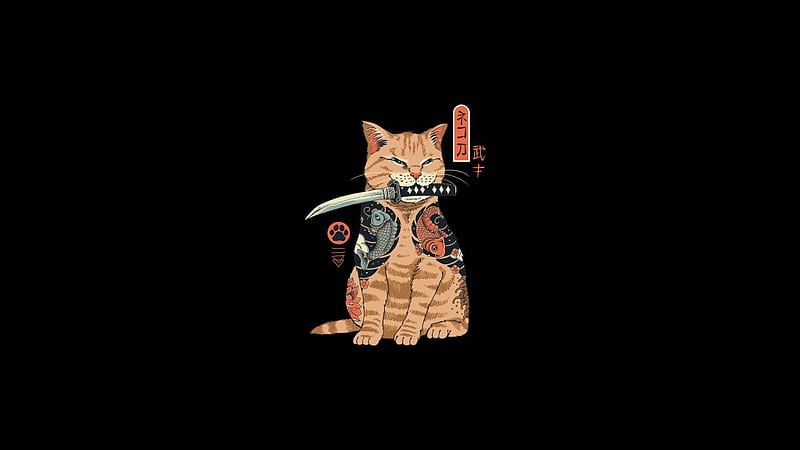Cats, Cat, Samurai, Japanese, HD wallpaper | Peakpx