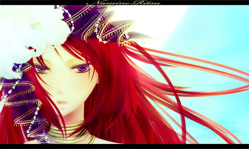 Anime, headband, red hair, namine ritsu, long hair, utau, red eyes, HD wallpaper