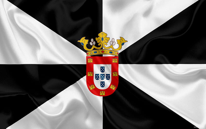 Flag of Ceuta, autonomous region, Spain, Ceuta, Gibraltar, silk flag, coat of arms, HD wallpaper