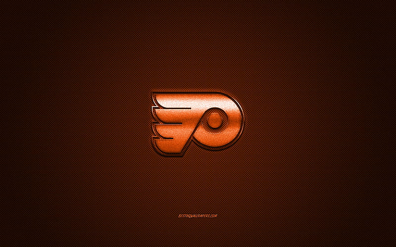 Philadelphia Flyers, American hockey club, NHL, orange logo, orange carbon fiber background, hockey, Philadelphia, Pennsylvania, USA, National Hockey League, Philadelphia Flyers logo, HD wallpaper