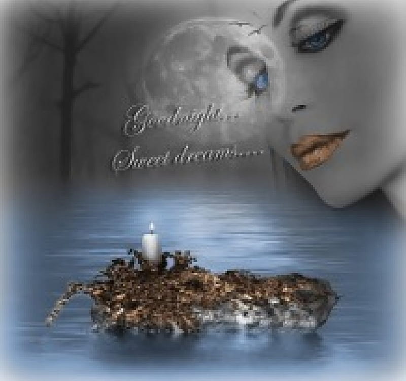 Para buenas noches y dulces sueños ..., bonito, bronce, mujer, fantasía,  luna, Fondo de pantalla HD | Peakpx