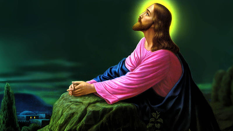 Jesus Is Looking Up Wearing Pink Blue Dress Jesus, HD wallpaper