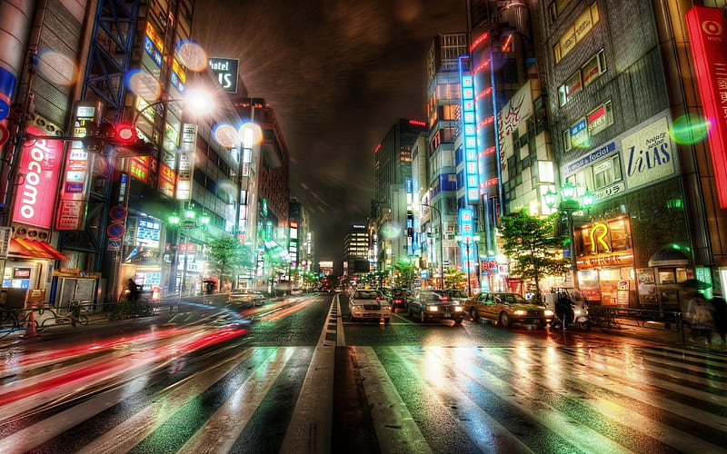 Cities, Night, City, Japan, Street, Tokyo, Man Made, Time Lapse, HD wallpaper