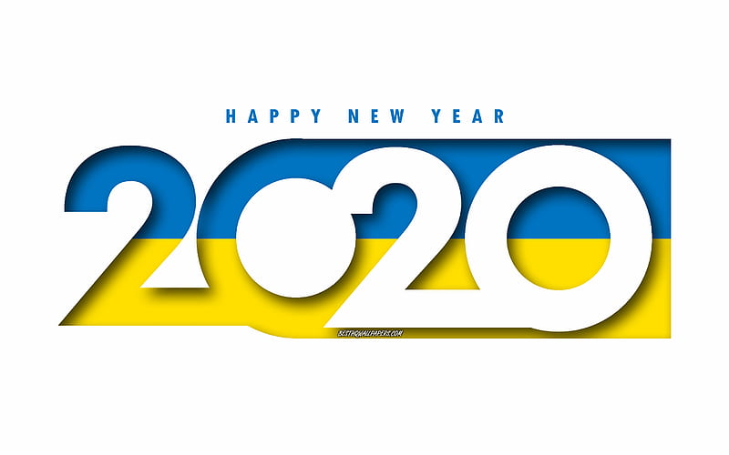 Ukraine 2020, Flag of Ukraine, white background, Happy New Year Ukraine, 3d art, 2020 concepts, Ukraine flag, 2020 New Year, 2020 Ukraine flag, HD wallpaper