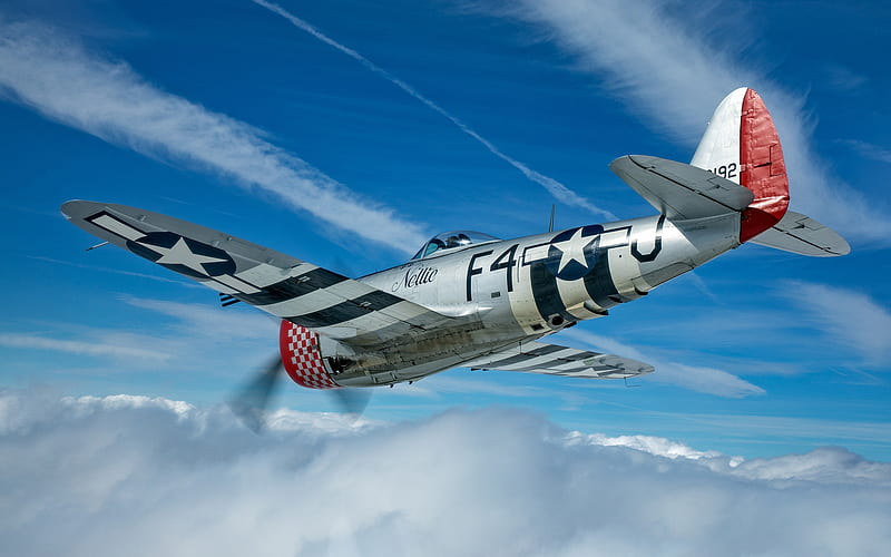 Republic P-47 Thunderbolt, american fighter bomber, P-47D, World War II, military aircraft, WWII, HD wallpaper