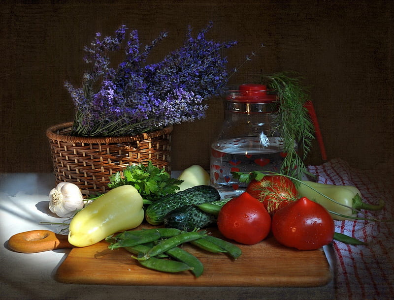 *** Beautiful composition ***, food, bouquet, fresh, flowers, nature, vegetables, HD wallpaper