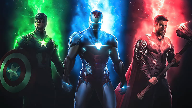 The Trinity Together, iron-man, thor, captain-america, superheroes,  artwork, HD wallpaper | Peakpx