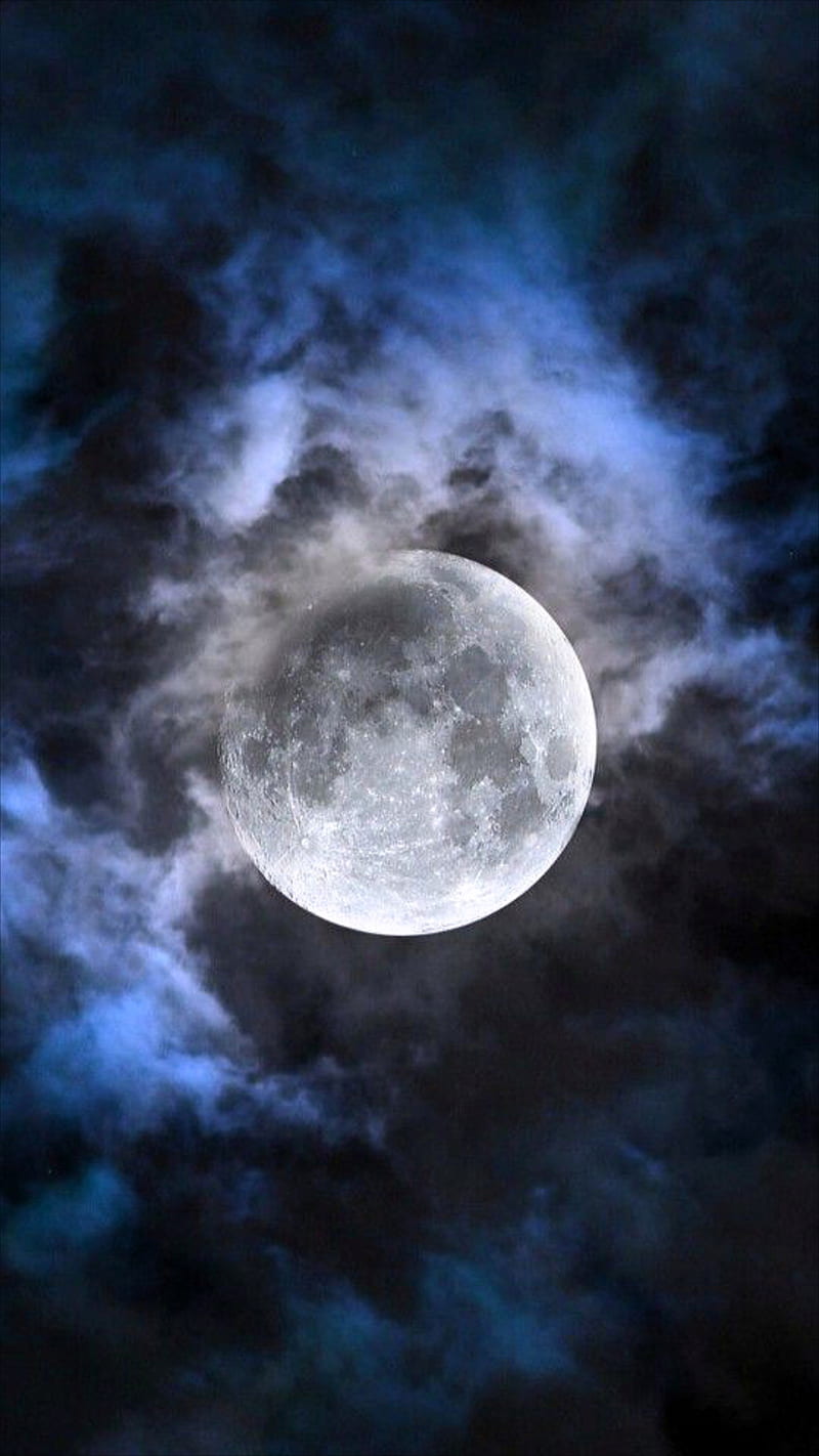 Full moon, clouds, full, moon, moonshine, nature, stars, HD phone wallpaper