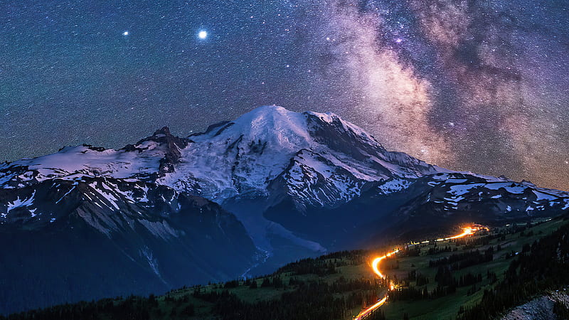Milky Way Over Mountains , milky-way, mountains, nature, stars, HD wallpaper