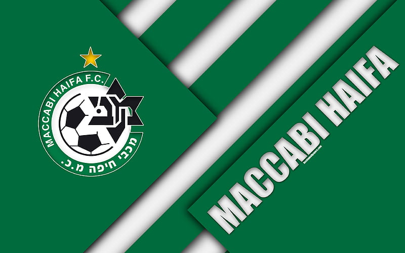 Maccabi Haifa FC material design, green white abstraction, Israeli football club, emblem, logo, Ligat HaAl, Haifa, Israel, football, Israeli Premier League, HD wallpaper