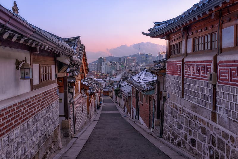 Cities, Architecture, House, Street, Seoul, Korea, , Bukchon Hanok, HD wallpaper