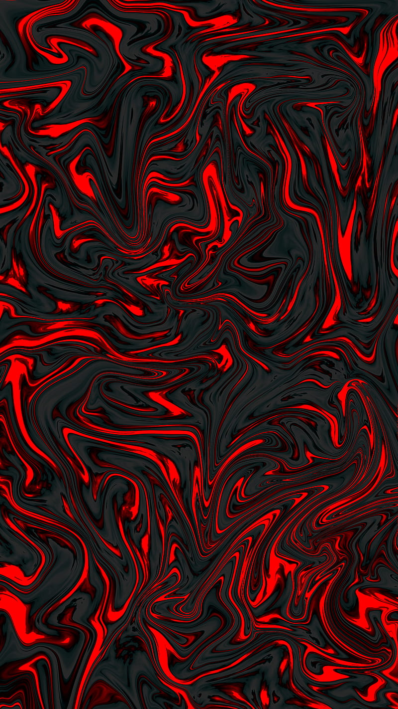 Red lava flow, abstract, black, colorful, colors, fire, liquid, volcano, HD phone wallpaper
